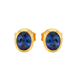 Boucles d'oreilles Puces en or jaune et saphirs