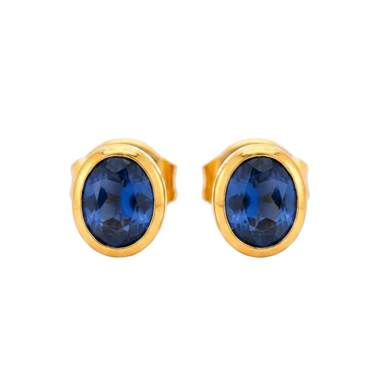 Boucles d'oreilles Puces en or jaune et saphirs