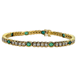 Bracelet Ligne en or jaune, émeraudes et diamants