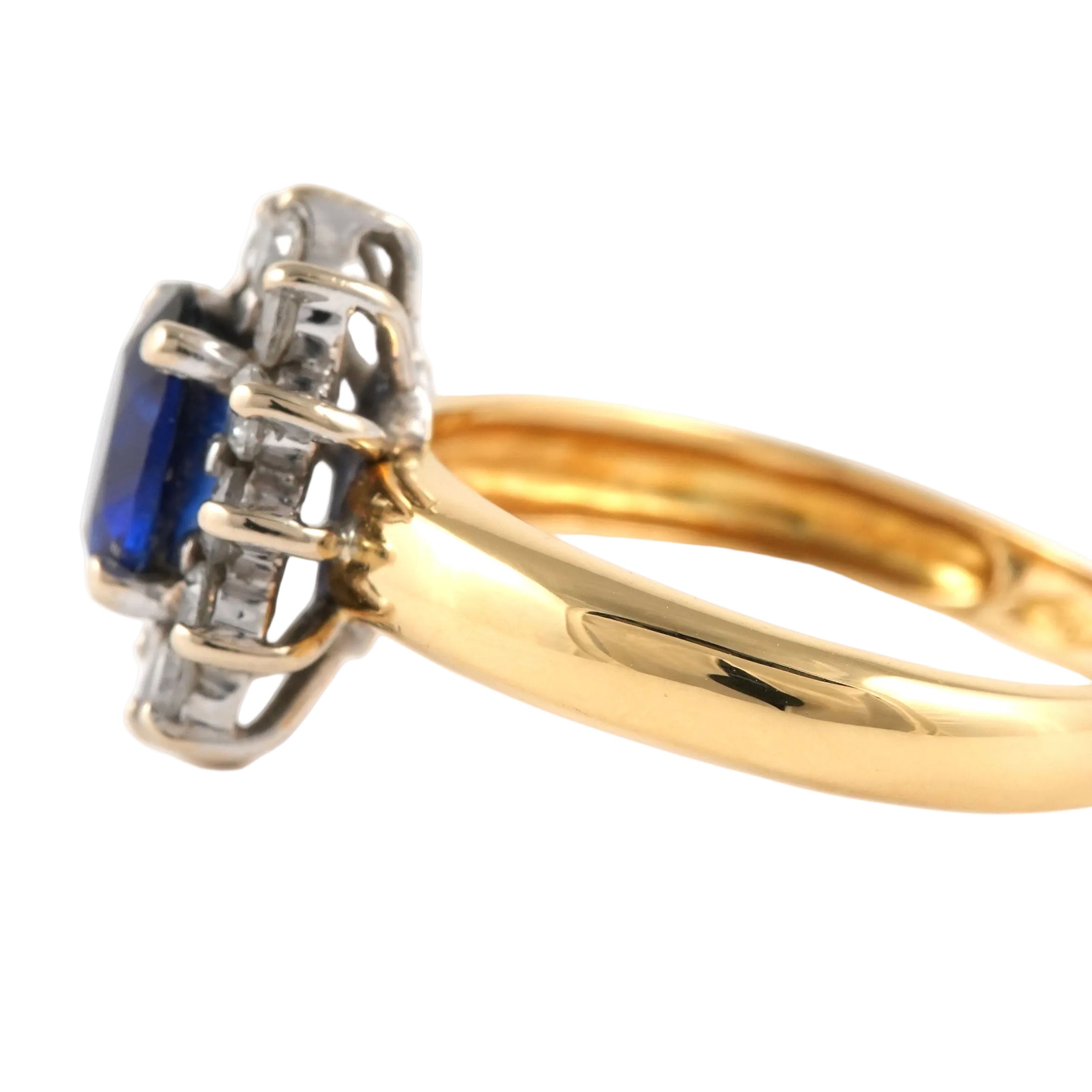 Bague Marguerite en or jaune, saphir et zirconiums