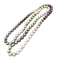 Sautoir perles de Tahiti, or blanc et diamants.