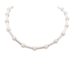 Collier Poiray "Fuseau", or blanc, perles.