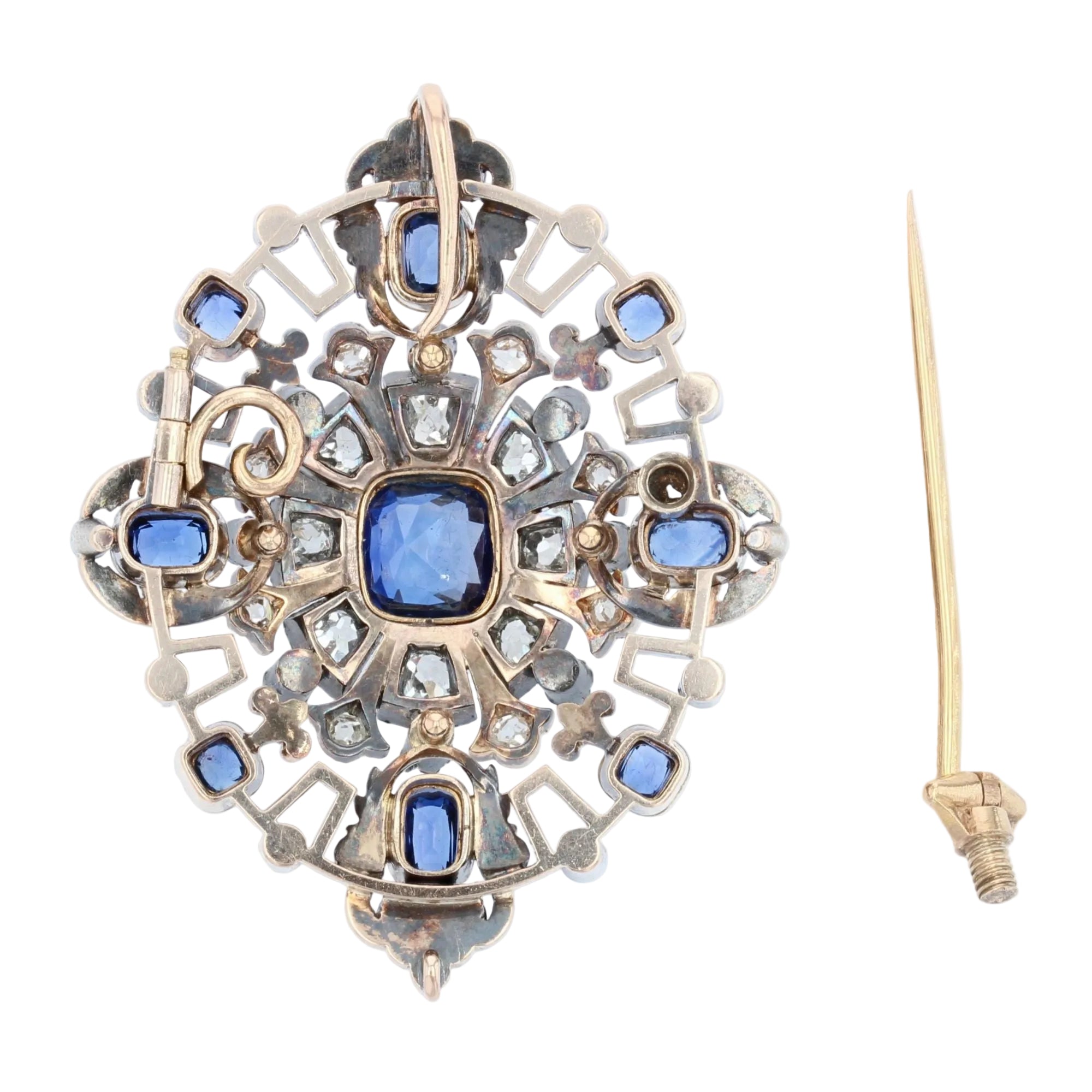 Bijou ancien saphir diamants à transformation