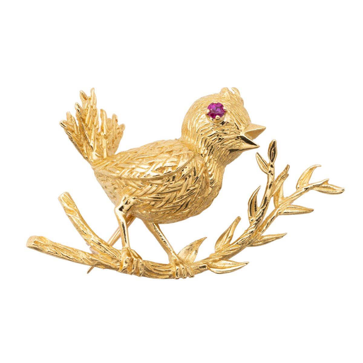 Boucheron Broche Oiseau Or jaune Rubis - Castafiore