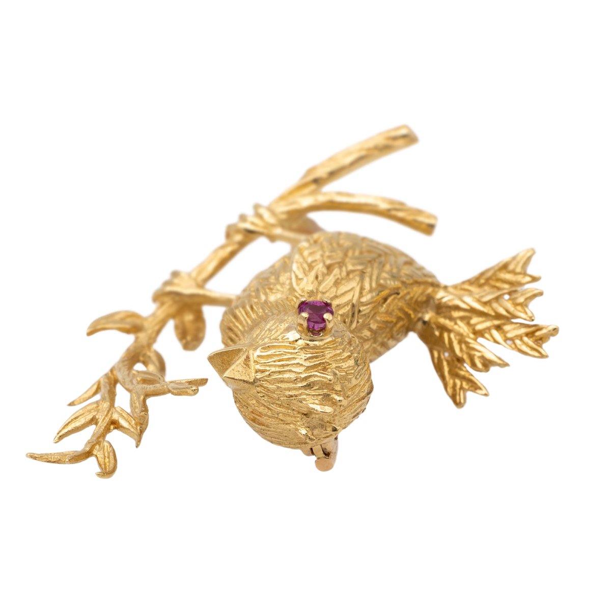 Boucheron Broche Oiseau Or jaune Rubis - Castafiore