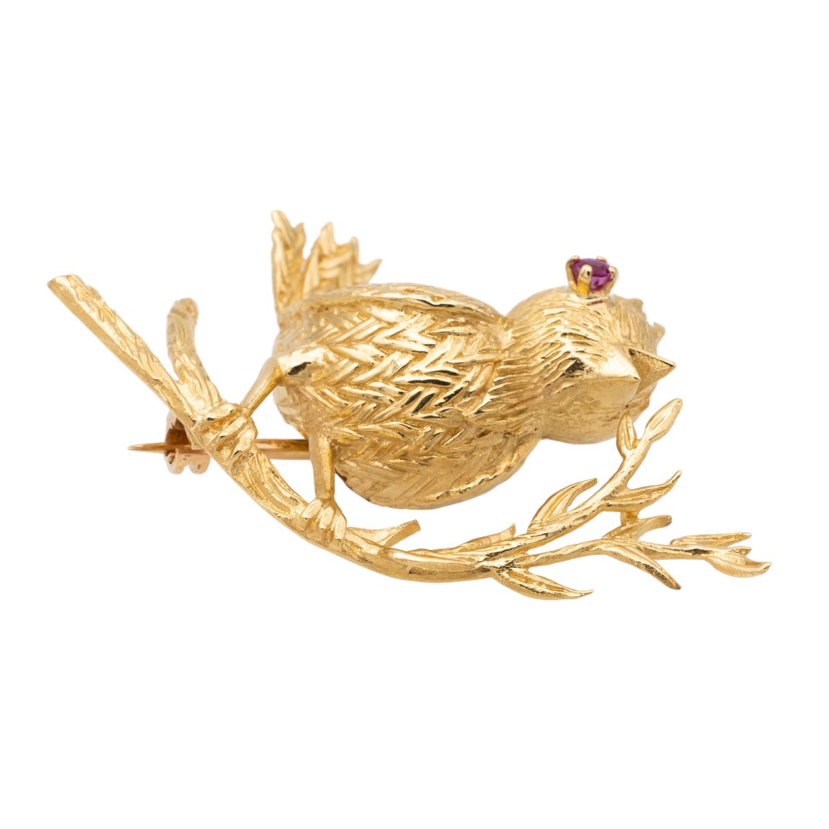 Boucheron Broche Oiseau Or jaune Rubis - Castafiore