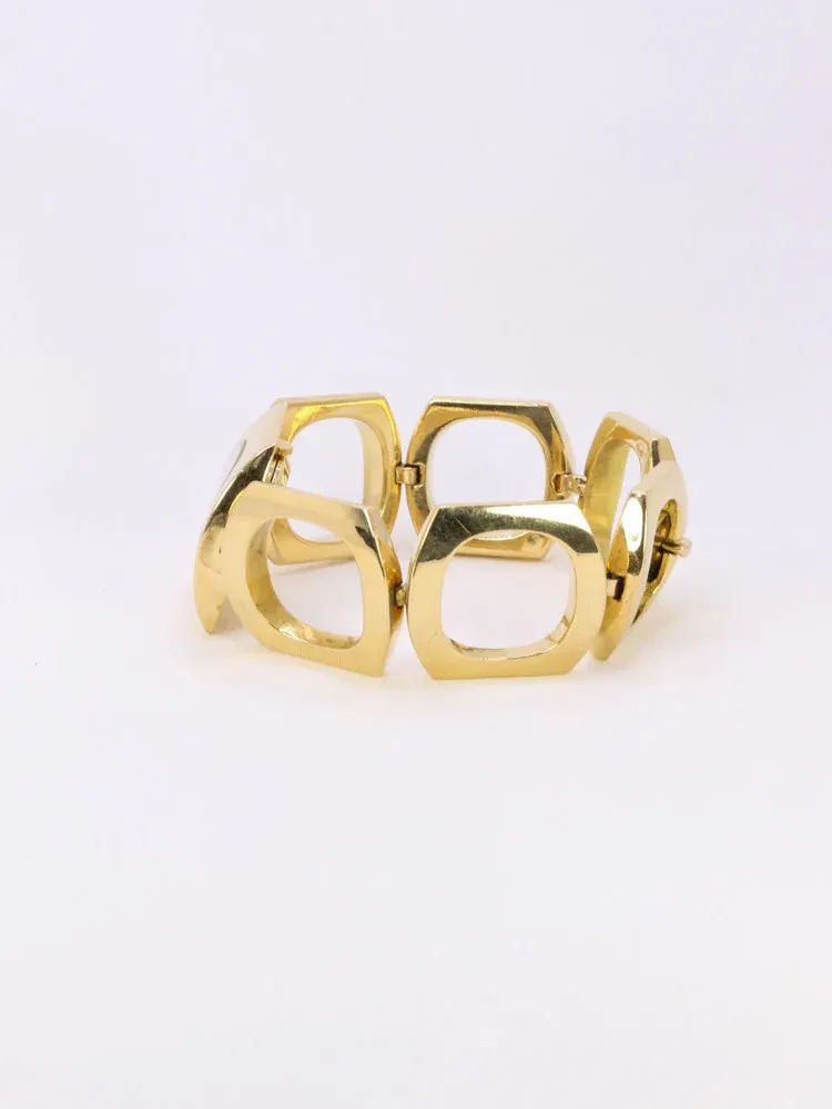 BOUCHERON Montre vintage or jaune maillons carrés arrondis - Castafiore