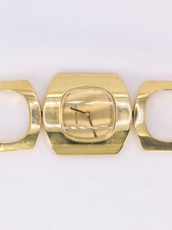 BOUCHERON Montre vintage or jaune maillons carrés arrondis - Castafiore