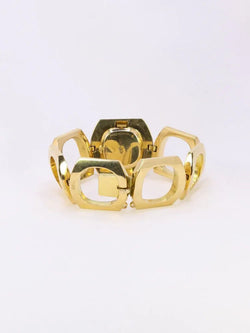 BOUCHERON Montre vintage or jaune maillons carrés arrondis - Castafiore