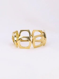 BOUCHERON Montre vintage or jaune maillons carrés arrondis - Castafiore