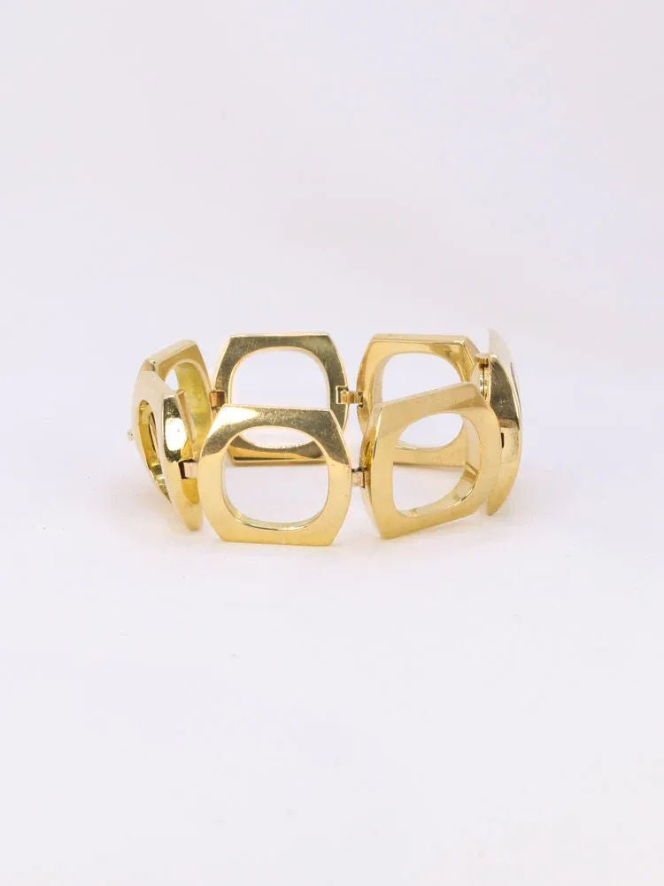 BOUCHERON Montre vintage or jaune maillons carrés arrondis - Castafiore