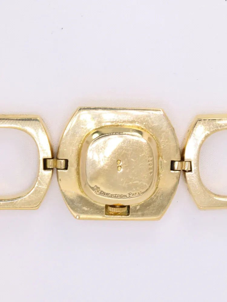 BOUCHERON Montre vintage or jaune maillons carrés arrondis - Castafiore