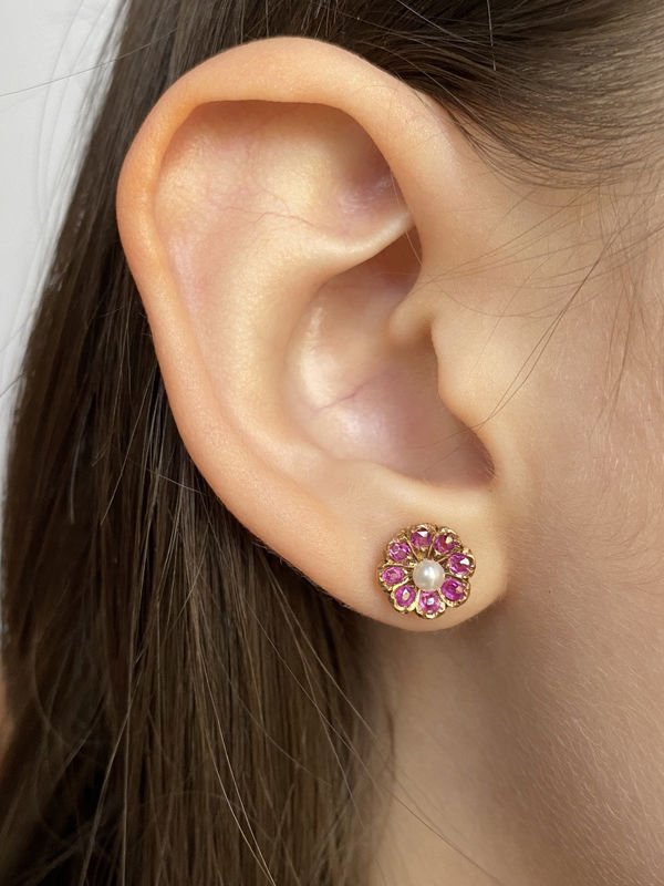 Boucle d'oreilles anciennes de travail Portugais en or jaune 19,2k - Castafiore