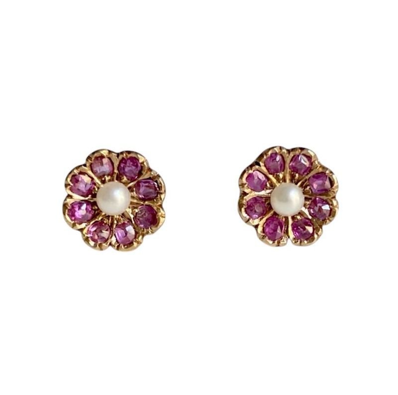 Boucle d'oreilles anciennes de travail Portugais en or jaune 19,2k - Castafiore