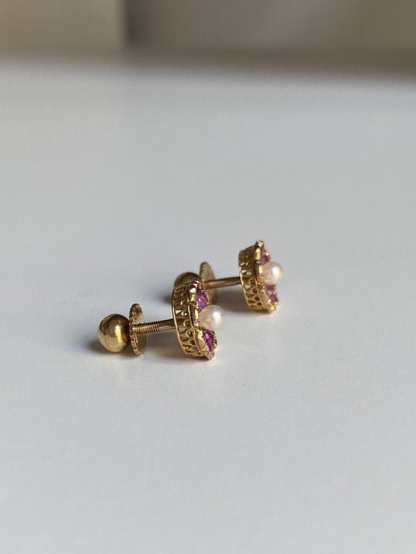 Boucle d'oreilles anciennes de travail Portugais en or jaune 19,2k - Castafiore