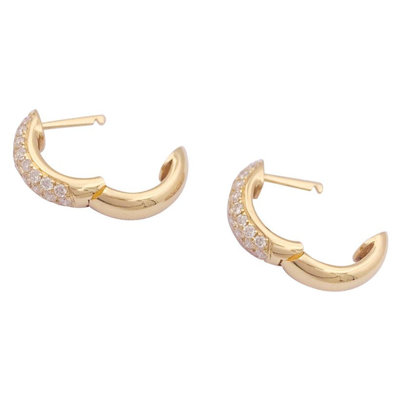 Boucle d'oreilles créoles en or jaune et diamants - Castafiore