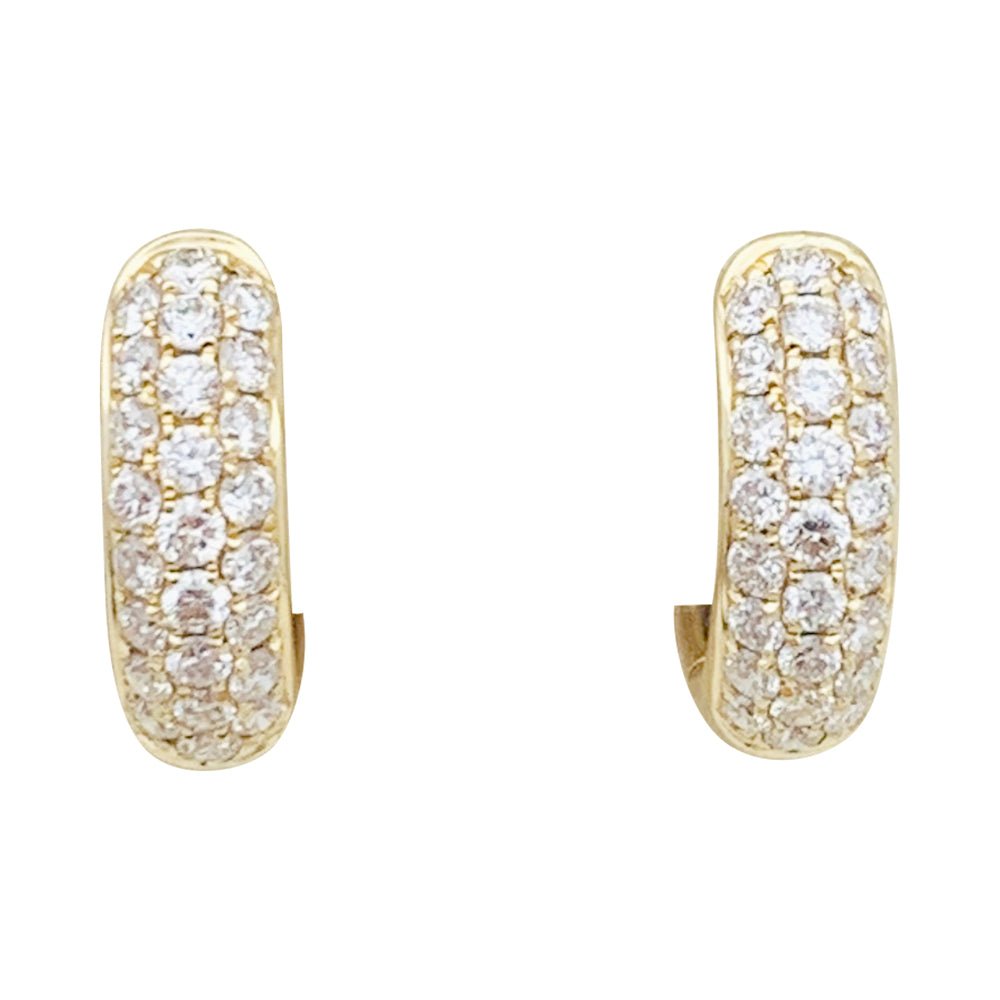 Boucle d'oreilles créoles en or jaune et diamants - Castafiore