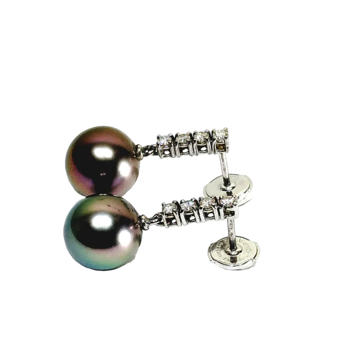 4168– Boucles d'Oreilles Clips Or Jaune Perles Saphirs Année