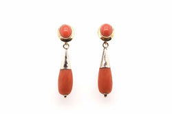 Boucles corail en or jaune 18k - Castafiore