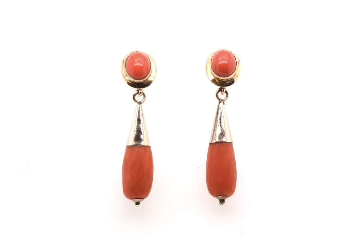 Boucles corail en or jaune 18k - Castafiore