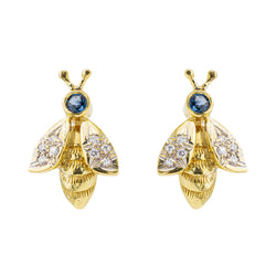 Boucles d'oreille Abeilles Or jaune Saphir - Castafiore