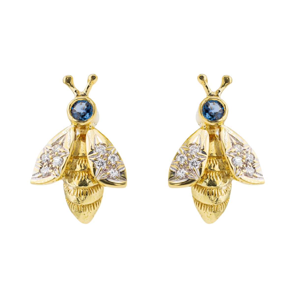 Boucles d'oreille Abeilles Or jaune Saphir - Castafiore