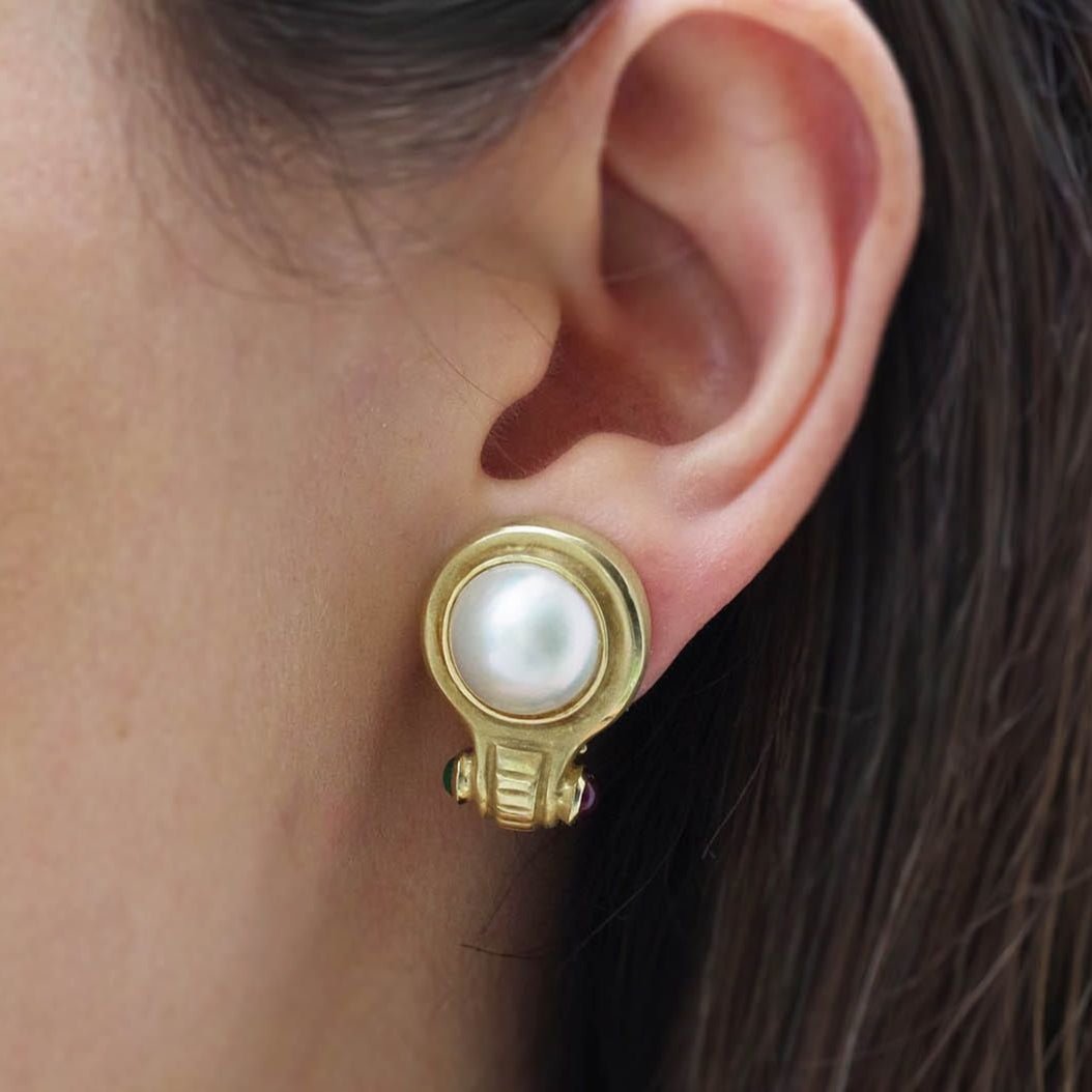 Boucles d'oreille Clip perle en or jaune - Castafiore