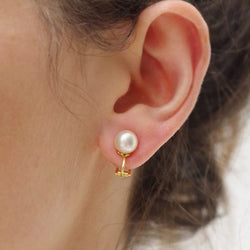 Boucles d'oreille Clips en or jaune et perle - Castafiore