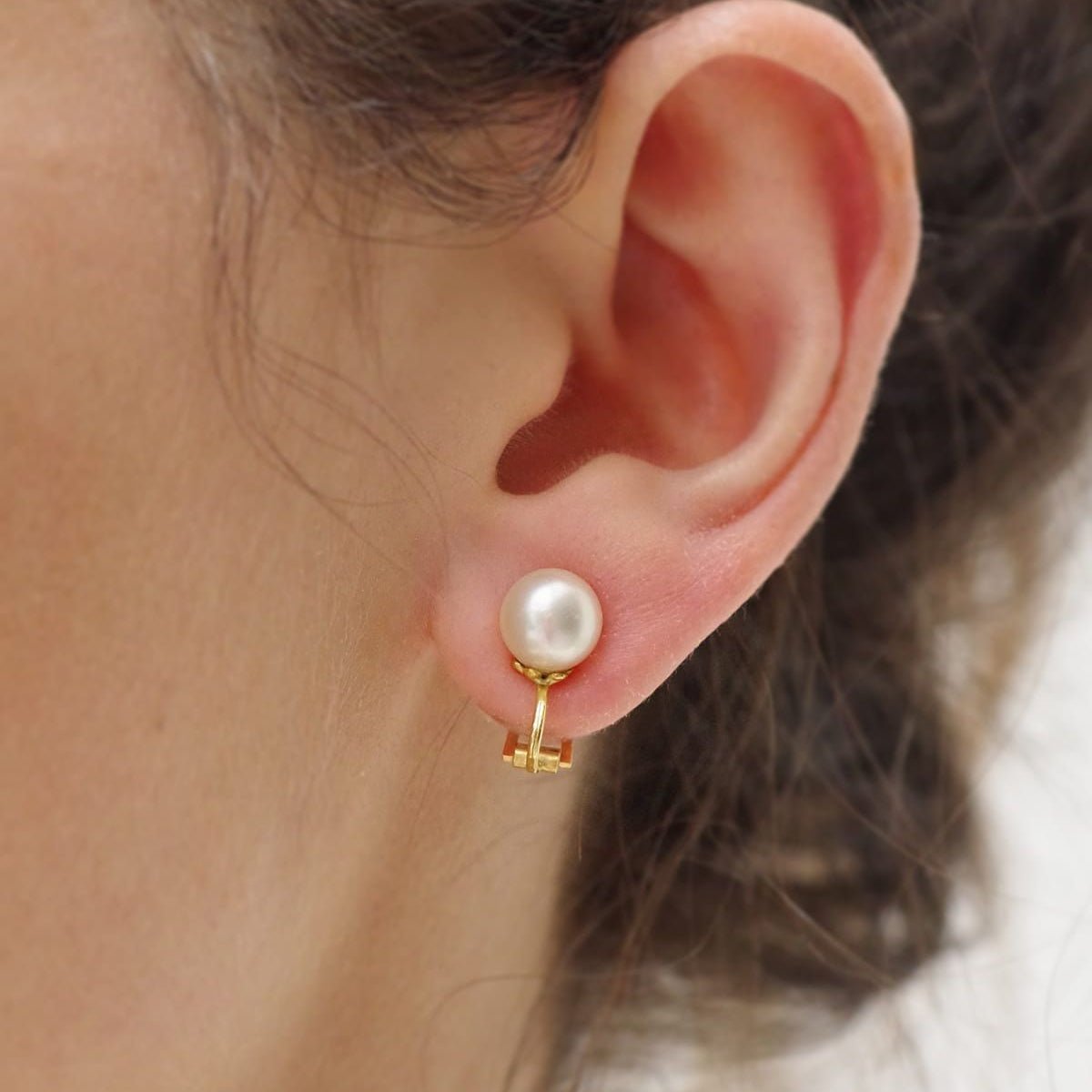 Boucles d'oreille Clips en or jaune et perle - Castafiore