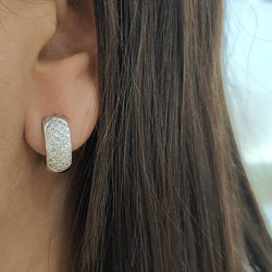 Boucles d'oreille créoles en or blanc et diamants - Castafiore