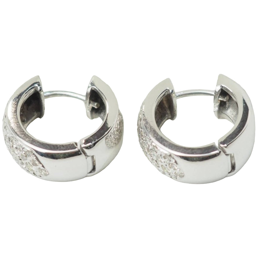 Boucles d'oreille créoles en or blanc et diamants - Castafiore