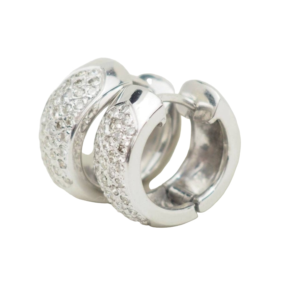 Boucles d'oreille créoles en or blanc et diamants - Castafiore