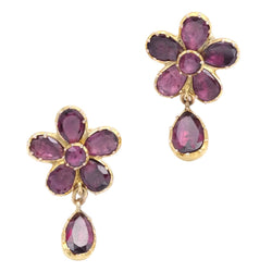 Boucles d'oreille en or jaune et grenats - Castafiore