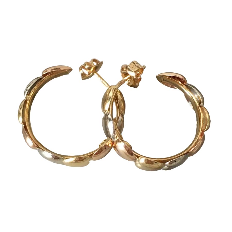 Boucles d'oreille Puces LE-GI en or blanc, or jaune et or rose - Castafiore