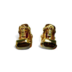 Boucles d’oreille vintage en or noirci et jaune ornée de rubis et diamants. - Castafiore