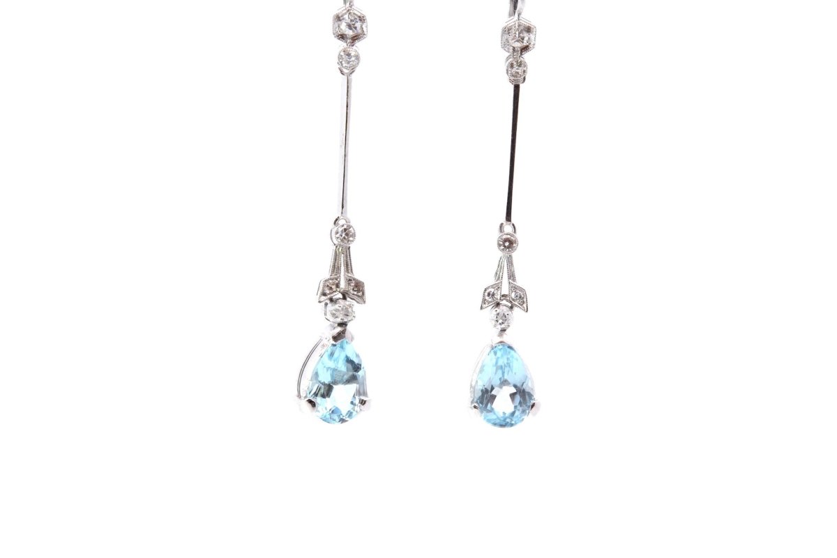 Boucles d'oreilles aigues marine et diamants - Castafiore