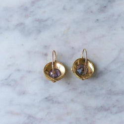 Boucles d'Oreilles Améthystes et Perles sur Or Jaune - Castafiore