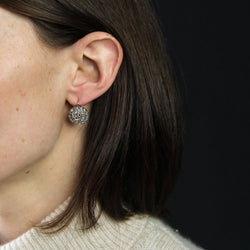 Boucles d'oreilles ancienne diamants taillés en rose en dormeuse - Castafiore