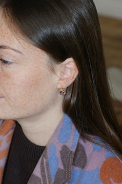 Boucles d'Oreilles Anciennes Améthystes et Diamants sur Or Jaune - Castafiore