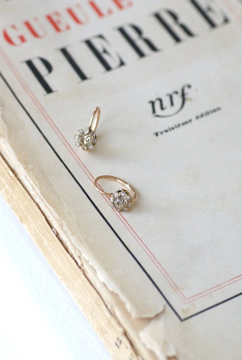 Boucles d'oreilles anciennes diamants 1,00 Ct - Castafiore