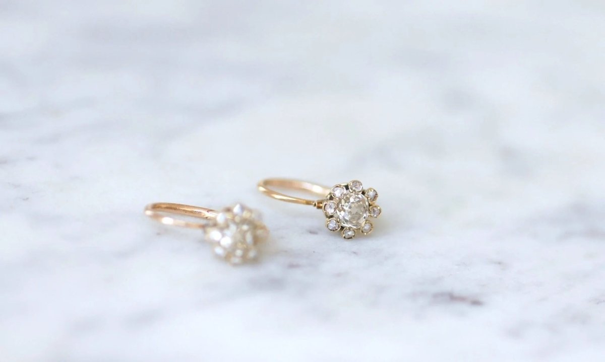 Boucles d'oreilles anciennes diamants 1,00 Ct - Castafiore