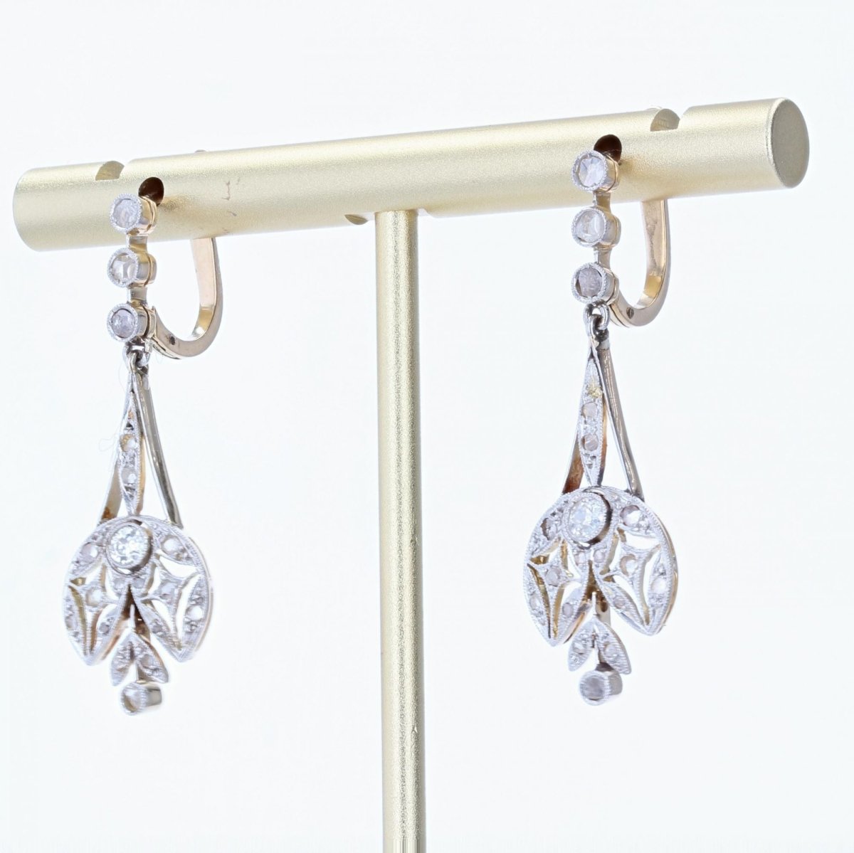 Boucles d'oreilles anciennes diamants Belle époque - Castafiore