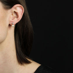 Boucles d'oreilles ANCIENNES Diamants perles en or jaune - Castafiore