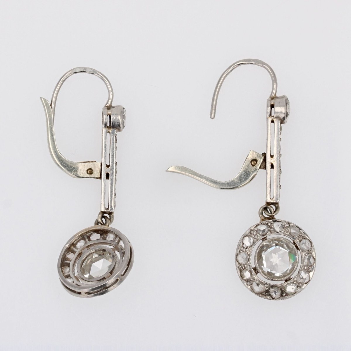Boucles d'oreilles anciennes diamants taillés en rose - Castafiore