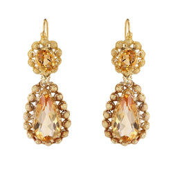 Boucles d'oreilles ANCIENNES Dormeuses en or jaune et citrines - Castafiore