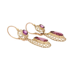 Boucles d'oreilles ANCIENNES Dormeuses en or jaune et grenats - Castafiore