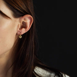 Boucles d'oreilles ANCIENNES Dormeuses en or jaune perles turquoises - Castafiore