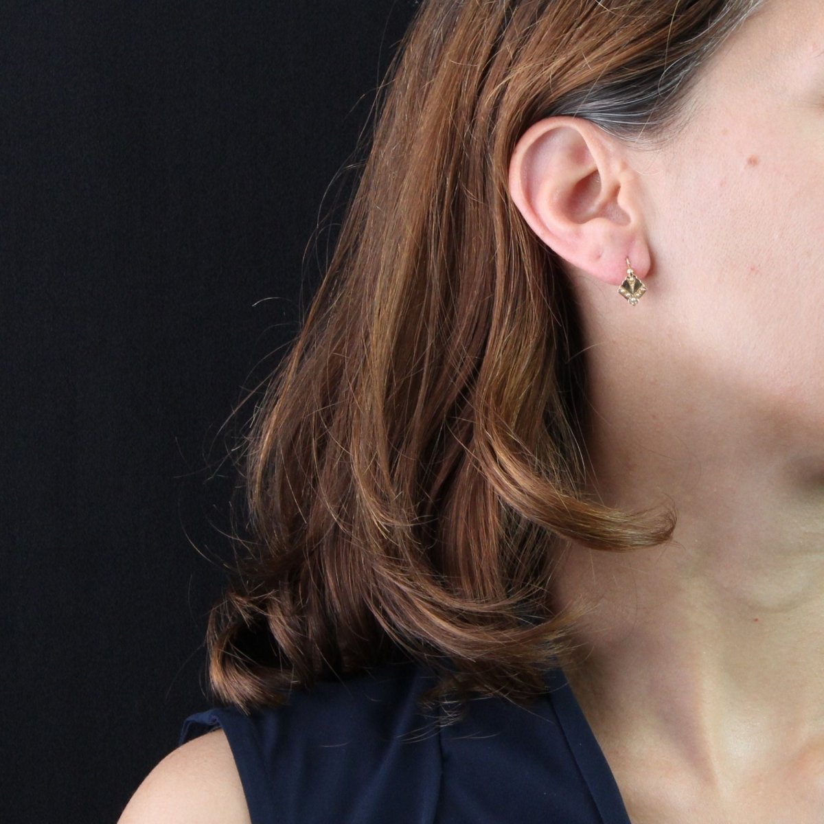 Boucles d'oreilles ANCIENNES Dormeuses en or rose perles fines - Castafiore