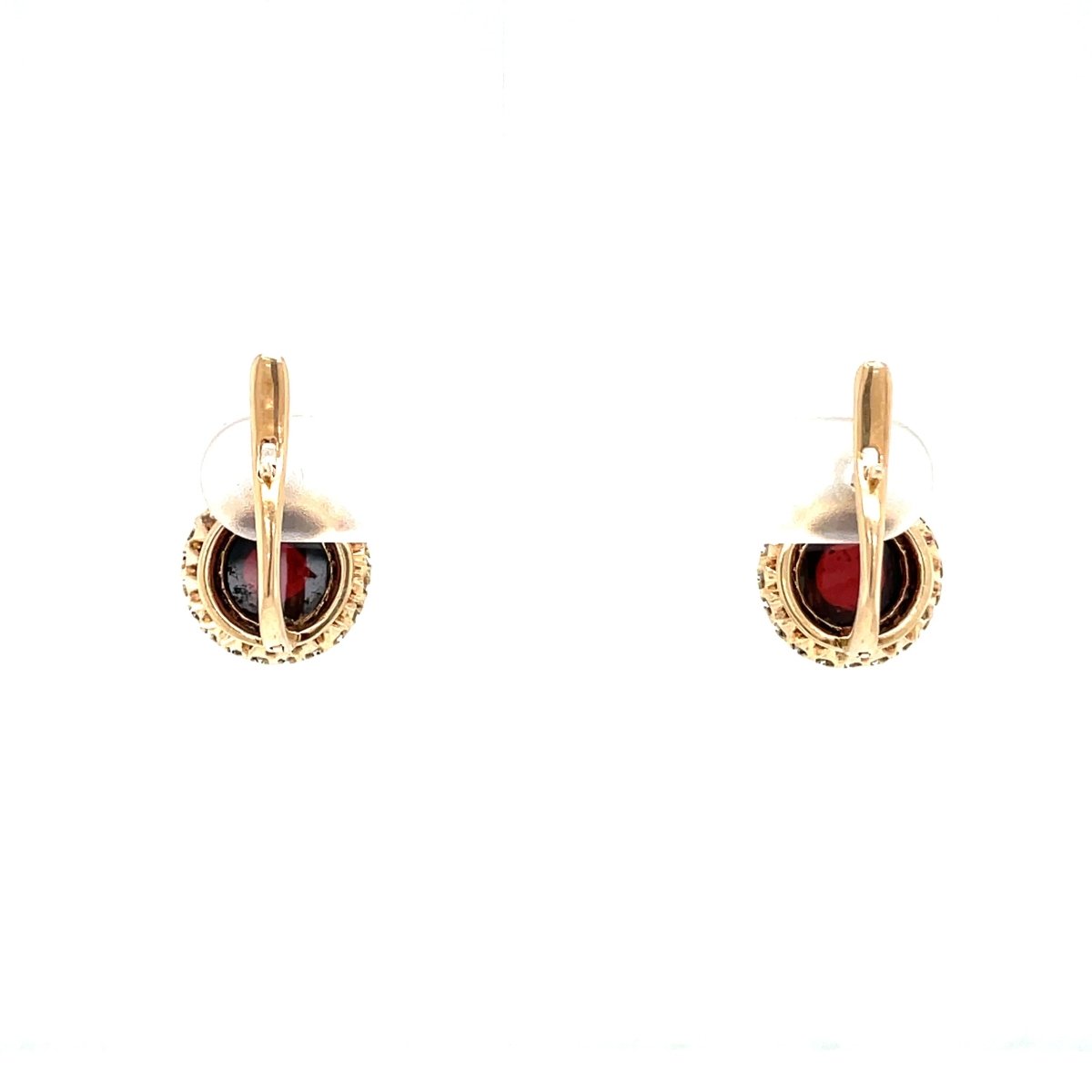 Boucles d'oreilles anciennes en or avec une grappe de grenats et de diamants, datant des années 1900. - Castafiore