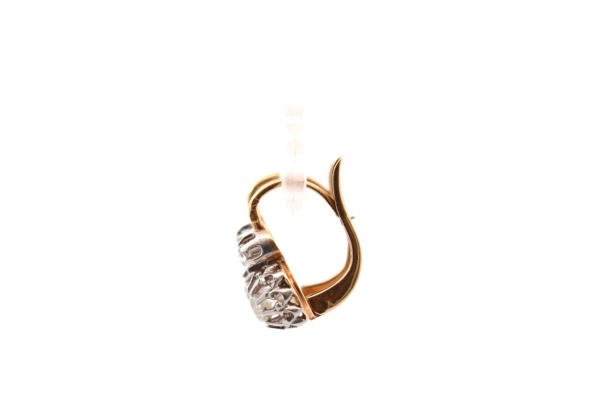 Boucles d'oreilles anciennes en or et diamants - Castafiore